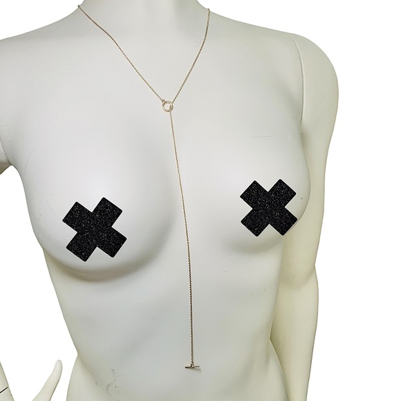 WOMENS GOLD OPEN CIRCLE T-BAR Y-NECKLACE - Picture 3 of 4